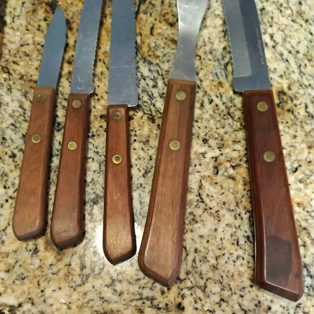 Forgecraft Olde Forge Wooden Knife set Made in the USA Set Of 5 Knives